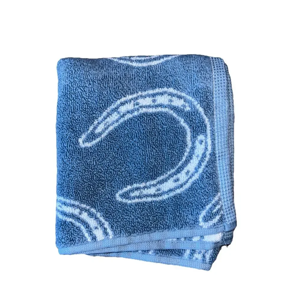 Wrangler Horseshoe Hand Towel Cowboy Blue White Western Horse Shoe NEW